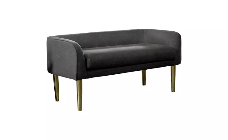 905689  LOW BACK UPHOLSTERED BENCH DARK GREY AND GOLD