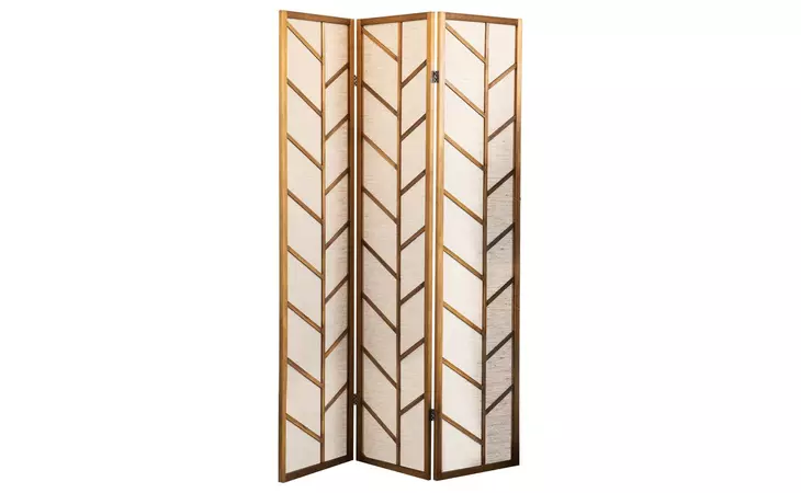 962923  FOLDABLE 3-PANEL SCREEN WALNUT AND LINEN
