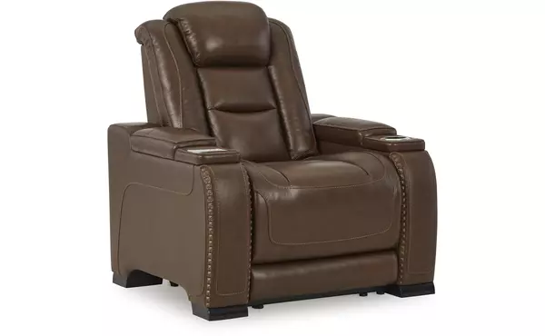 the man-den mahogany pwr recliner/adj headrest by ashley