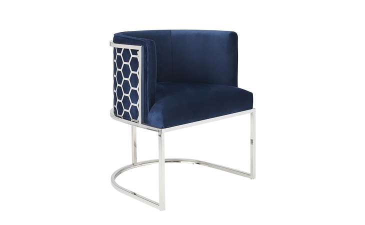 102345 CHAMBERLAIN CHAIR BLUE VELVET + POLISHED STEEL FRAME  GY-DC-8148 XCELLA  102345