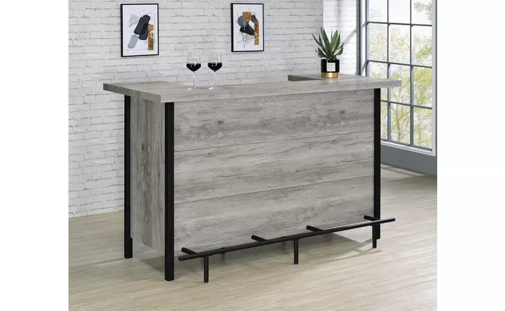 182105  BAR UNIT WITH FOOTREST GREY DRIFTWOOD AND BLACK