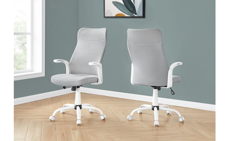 I7324  OFFICE CHAIR - WHITE / GREY FABRIC / MULTI POSITION
