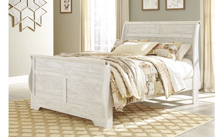 Willowton KING SLEIGH HEADBOARD ASHLEY FURNITURE Whitewash B267-178