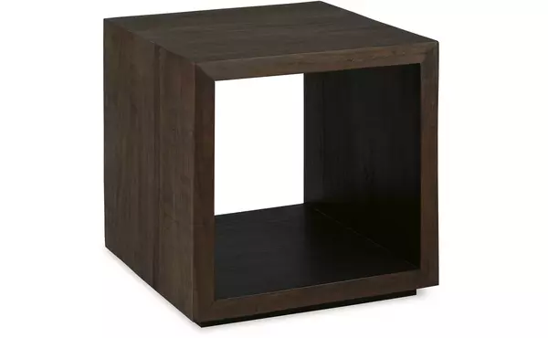 hensington brown/black square end table by ashley