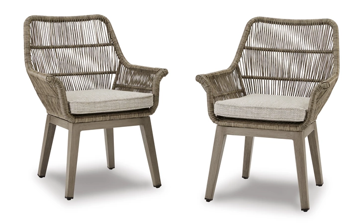 Beach Front ARM CHAIR WITH CUSHION (2/CN) ASHLEY Beige P399-601A