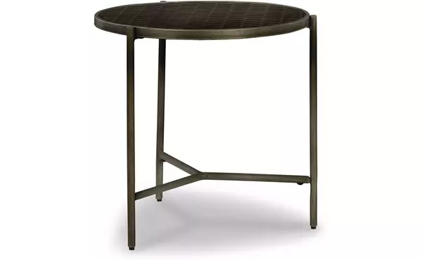 doraley brown/gray round end table by ashley