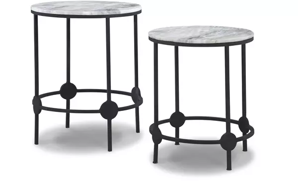 beashaw gray/black accent table set (2/cn) by ashley