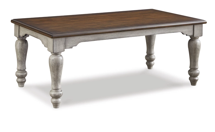 Lodenbay RECTANGULAR COFFEE TABLE ASHLEY Antique Gray/Brown T741-1