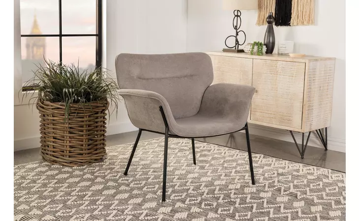 905614  DAVINA UPHOLSTERED FLARED ARMS ACCENT CHAIR ASH GREY
