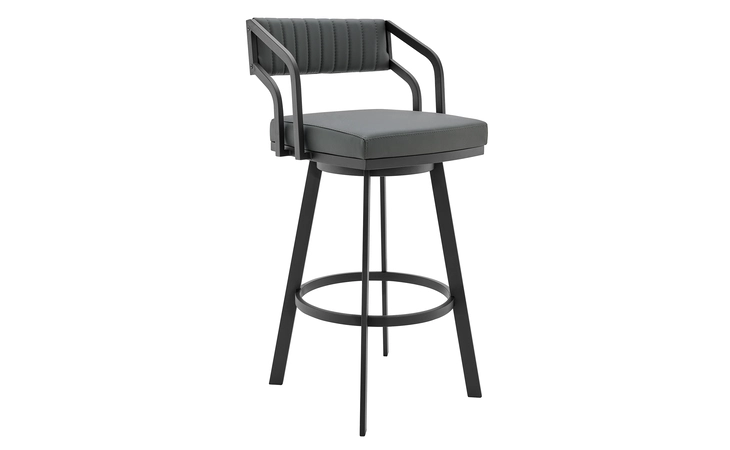 LCCPBABLSG30 CAPRI 30 SWIVEL MODERN BLACK METAL AND SLATE GRAY FAUX LEATHER BARSTOOL ARMEN LIVING  LCCPBABLSG30