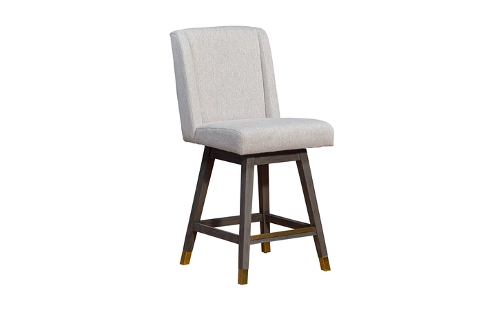 LCCEBAGRYTP26 STANCOSTE SWIVEL COUNTER STOOL IN GRAY OAK WOOD FINISH WITH TAUPE FABRIC ARMEN LIVING  LCCEBAGRYTP26