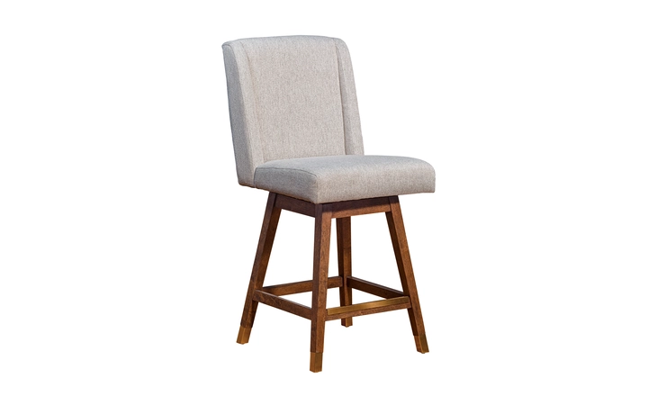 LCCEBABRNTP26 STANCOSTE SWIVEL COUNTER STOOL IN BROWN OAK WOOD FINISH WITH TAUPE FABRIC ARMEN LIVING  LCCEBABRNTP26