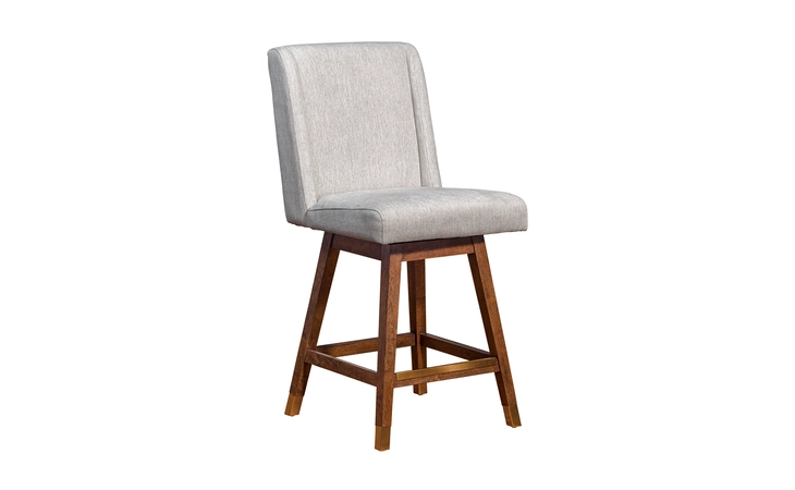 LCCEBABRNBG26 STANCOSTE SWIVEL COUNTER STOOL IN BROWN OAK WOOD FINISH WITH BEIGE FABRIC ARMEN LIVING  LCCEBABRNBG26