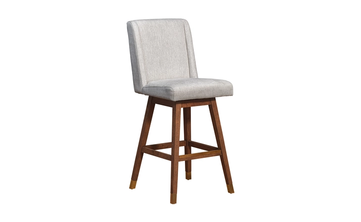 LCCEBABRNBG30 STANCOSTE SWIVEL BAR STOOL IN BROWN OAK WOOD FINISH WITH BEIGE FABRIC ARMEN LIVING  LCCEBABRNBG30