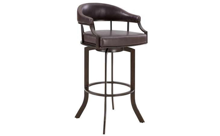 LCEDBAABBR26 EDY SWIVEL 26 AUBURN BAY AND BROWN FAUX LEATHER BAR STOOL ARMEN LIVING  LCEDBAABBR26