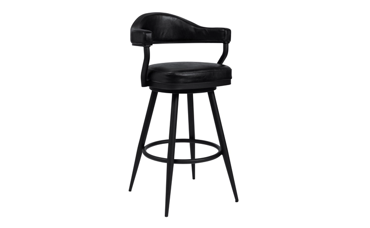 LCJTBABLVB30  JUSTIN 30 BAR HEIGHT BARSTOOL IN A BLACK POWDER COATED FINISH AND VINTAGE BLACK FAUX LEATHER