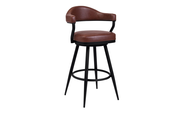 LCJTBABLVC30  JUSTIN 30 BAR HEIGHT BARSTOOL IN A BLACK POWDER COATED FINISH AND VINTAGE COFFEE FAUX LEATHER