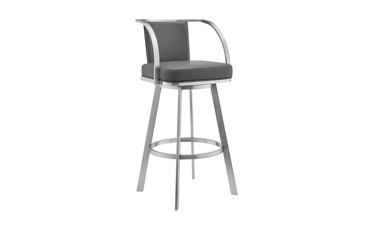 LCLVBABSGR26  LIVINGSTON 26 GRAY FAUX LEATHER AND BRUSHED STAINLESS STEEL SWIVEL BAR STOOL