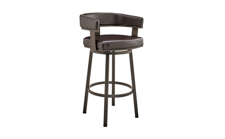LCLRBAJVCHO26  LORIN 26 COUNTER HEIGHT SWIVEL BAR STOOL IN JAVA BROWN FINISH AND CHOCOLATE FAUX LEATHER