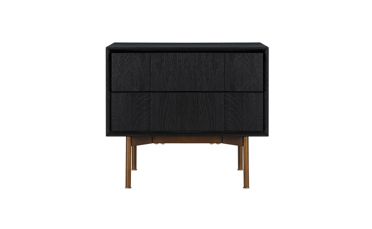 LCCFLABL  CARNABY 2 DRAWER NIGHTSTAND IN BLACK BRUSHED OAK AND BRONZE