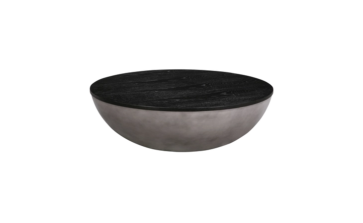 LCMFCOCCBL  MELODY ROUND COFFEE TABLE IN CONCRETE AND BLACK BRUSHED OAK