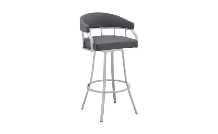 LCVLBASLGR26  VALERIE 26 SWIVEL SLATE GRAY FAUX LEATHER AND SILVER METAL BAR STOOL