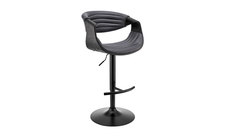 LCGNBABLGR GIONNI ADJUSTABLE SWIVEL GRAY FAUX LEATHER AND BLACK WOOD BAR STOOL WITH BLACK BASE ARMEN LIVING  LCGNBABLGR