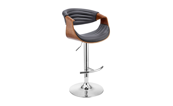 LCGNBAWAGR GIONNI ADJUSTABLE SWIVEL GRAY FAUX LEATHER AND WALNUT WOOD BAR STOOL WITH CHROME BASE ARMEN LIVING  LCGNBAWAGR