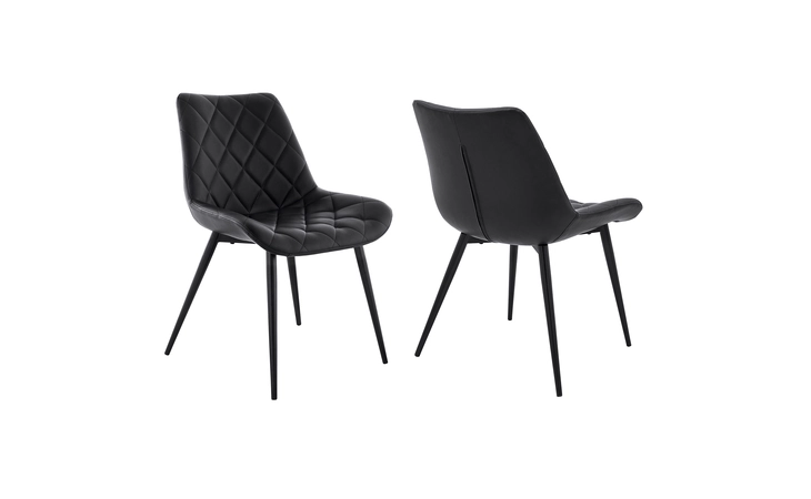 LCLRSIBLBL  LORALIE BLACK FAUX LEATHER AND BLACK METAL DINING CHAIRS - SET OF 2