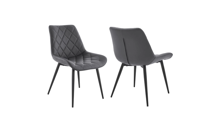 LCLRSIBLGR  LORALIE GRAY FAUX LEATHER AND BLACK METAL DINING CHAIRS - SET OF 2