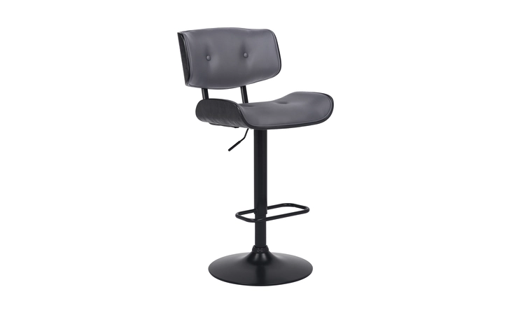 LCBRBABLGR BROOKLYN ADJUSTABLE SWIVEL GRAY FAUX LEATHER AND BLACK WOOD BAR STOOL WITH BLACK BASE ARMEN LIVING  LCBRBABLGR
