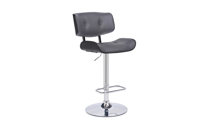 LCBRBACHRGR BROOKLYN ADJUSTABLE SWIVEL GRAY FAUX LEATHER AND BLACK WOOD BAR STOOL WITH CHROME BASE ARMEN LIVING  LCBRBACHRGR