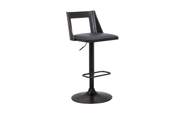 LCMLBABLGR MILAN ADJUSTABLE SWIVEL GRAY FAUX LEATHER AND BLACK WOOD BAR STOOL WITH BLACK BASE ARMEN LIVING  LCMLBABLGR