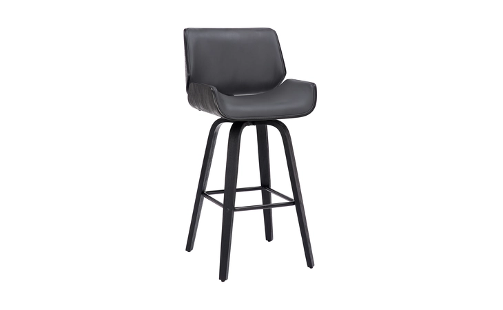 LCTYBAGRBL26  TYLER 26 COUNTER HEIGHT SWIVEL GRAY FAUX LEATHER AND BLACK WOOD BAR STOOL