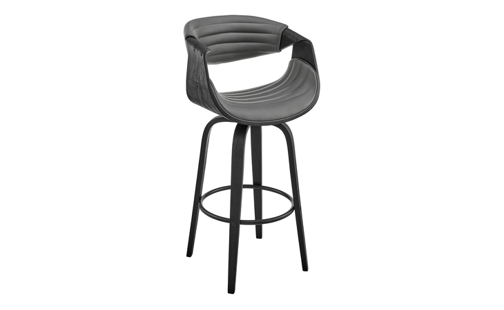LCAYBABLGR30  ARYA 30 SWIVEL BAR STOOL IN GRAY FAUX LEATHER AND BLACK WOOD