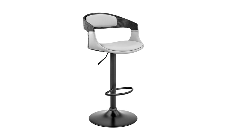 LCBNBABLBLGR BENSON ADJUSTABLE GRAY FAUX LEATHER AND BLACK WOOD BAR STOOL WITH BLACK BASE ARMEN LIVING  LCBNBABLBLGR