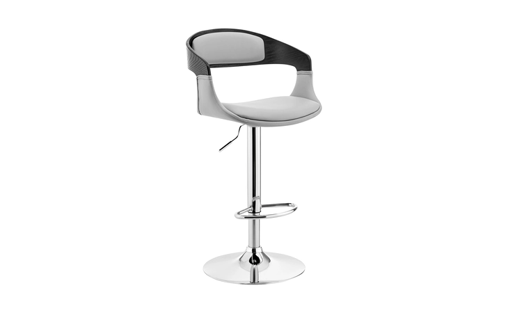 LCBNBABLGR BENSON ADJUSTABLE GRAY FAUX LEATHER AND BLACK WOOD BAR STOOL WITH CHROME BASE ARMEN LIVING  LCBNBABLGR