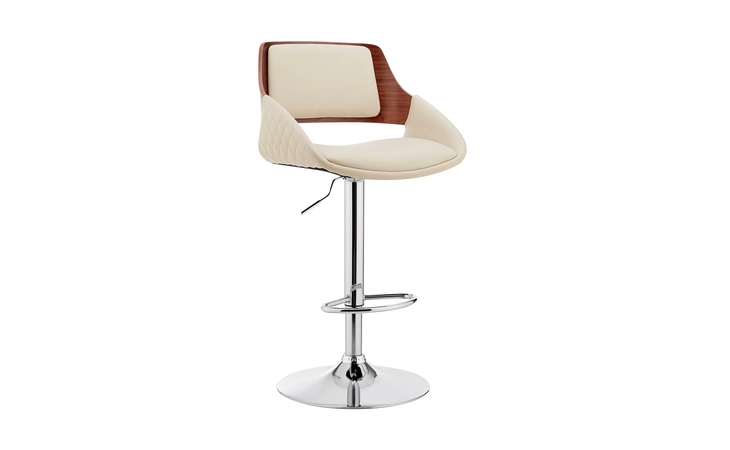 LCCYBAWACR  COLBY ADJUSTABLE CREAM FAUX LEATHER AND CHROME FINISH BAR STOOL