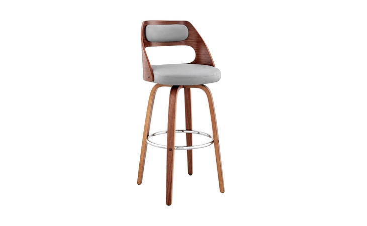 LCJUBAWAGR30 JULIUS 30 GRAY FAUX LEATHER AND WALNUT WOOD BAR STOOL ARMEN LIVING  LCJUBAWAGR30