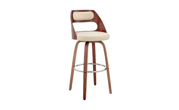 LCJUBAWACR30 JULIUS 30 CREAM FAUX LEATHER AND WALNUT WOOD BAR STOOL ARMEN LIVING  LCJUBAWACR30