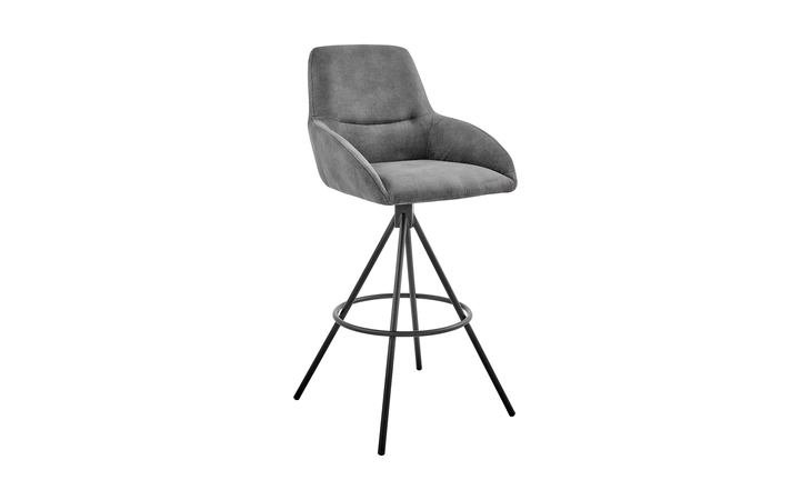 LCODBACH30  ODESSA 30 BAR HEIGHT BAR STOOL IN CHARCOAL FABRIC AND BLACK FINISH