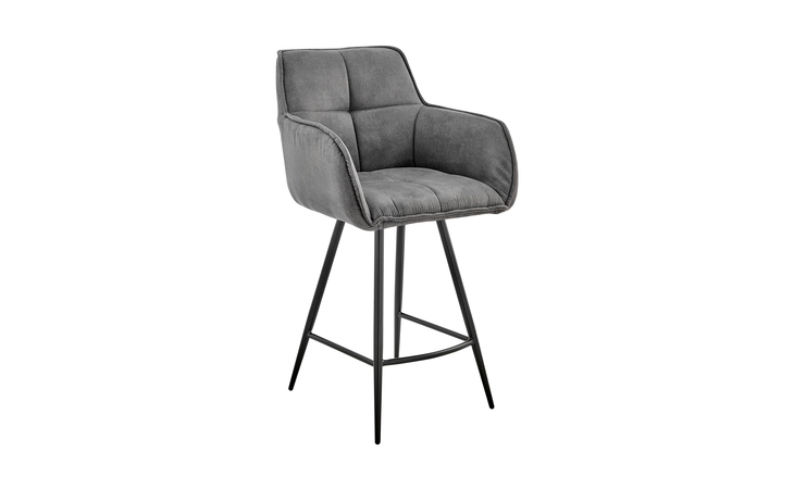 LCVRBACH26  VERONA 26 COUNTER HEIGHT BAR STOOL IN CHARCOAL FABRIC AND BLACK FINISH