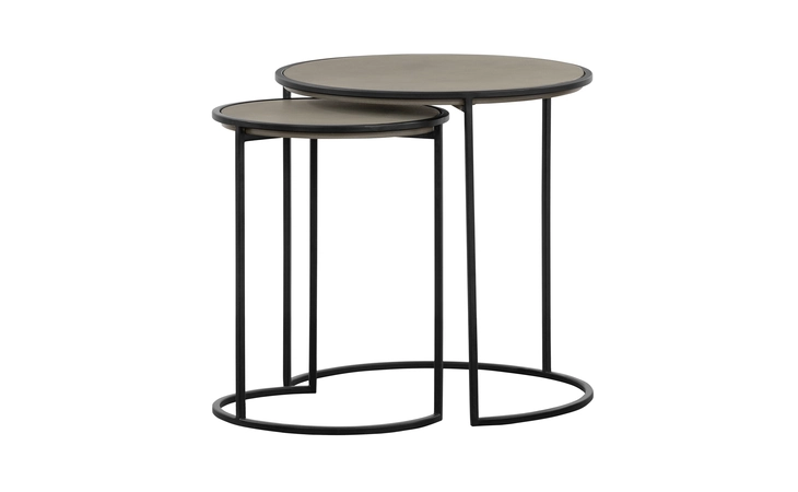 LCRILACCGR  RINA CONCRETE AND BLACK METAL 2 PIECE NESTING END TABLE SET