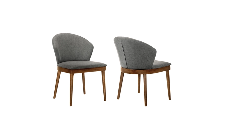 LCJNSIWACH  JUNO CHARCOAL FABRIC AND WALNUT WOOD DINING SIDE CHAIRS - SET OF 2