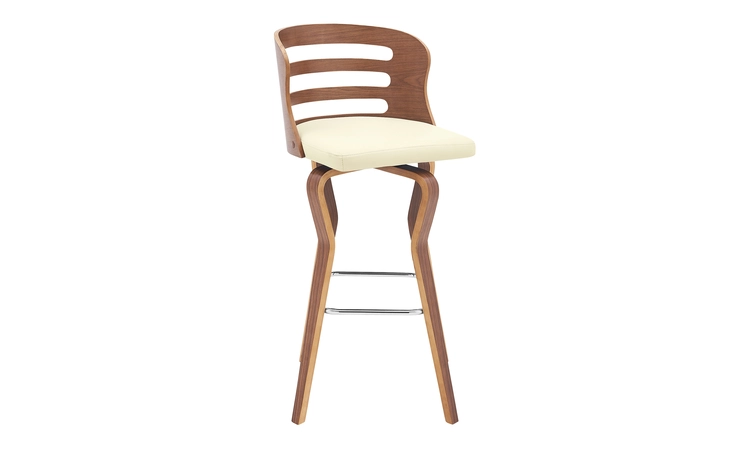 LCVRBAWACR30 VERNE 30 SWIVEL CREAM FAUX LEATHER AND WALNUT WOOD BAR STOOL ARMEN LIVING  LCVRBAWACR30
