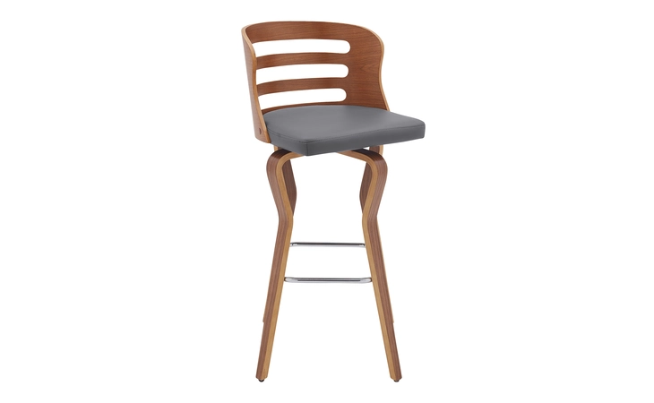 LCVRBAWAGR30 VERNE 30 SWIVEL GRAY FAUX LEATHER AND WALNUT WOOD BAR STOOL ARMEN LIVING  LCVRBAWAGR30