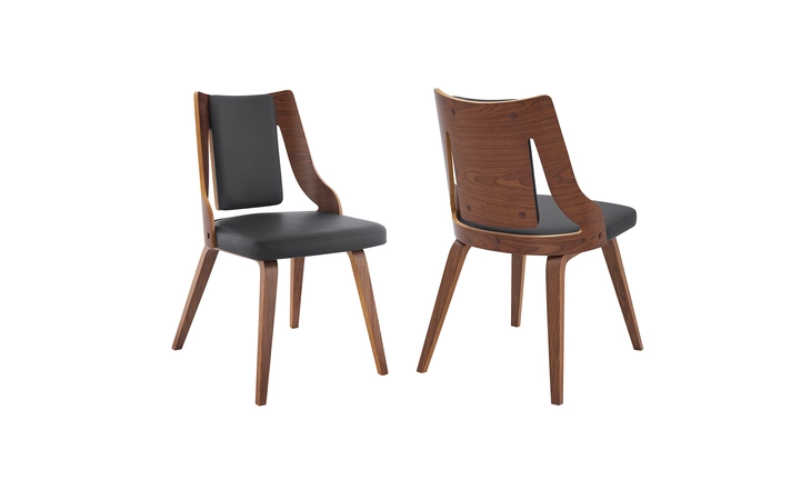 LCANSIWAGR  ANISTON GRAY FAUX LEATHER AND WALNUT WOOD DINING CHAIRS - SET OF 2
