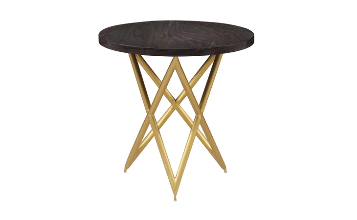 LCATLABRGLD  ATALA BROWN VENEER END TABLE WITH BRUSHED GOLD LEGS