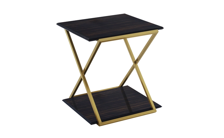 LCWLLABRGLD WESTLAKE DARK BROWN VENEER END TABLE WITH BRUSHED GOLD LEGS ARMEN LIVING  LCWLLABRGLD