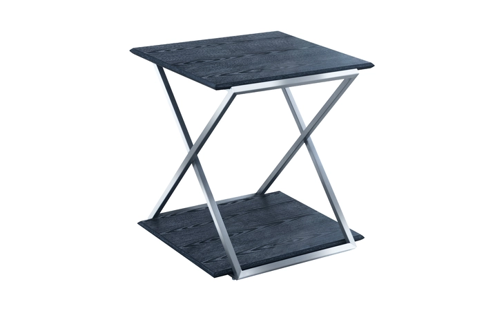 LCPDLABLBS WESTLAKE BLACK VENEER END TABLE WITH BRUSHED STAINLESS STEEL FRAME ARMEN LIVING  LCPDLABLBS